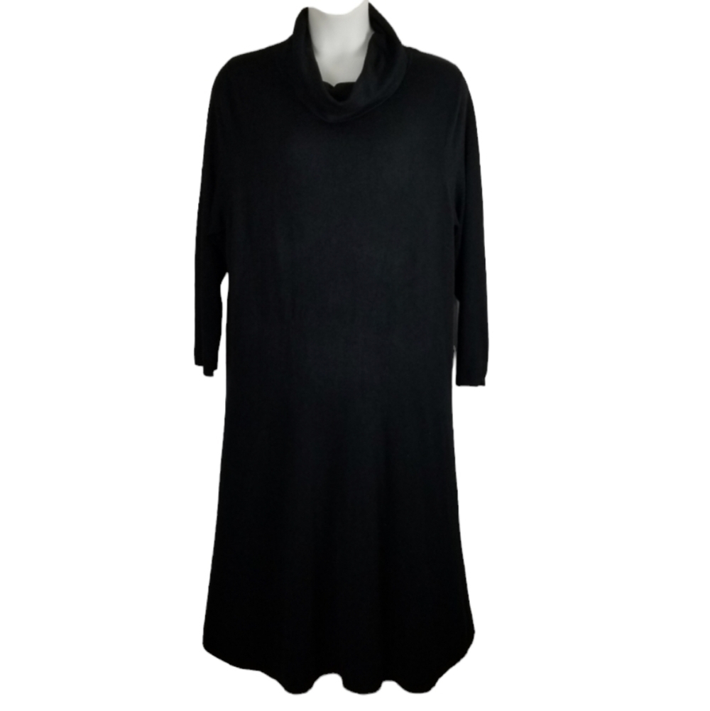 R&K Originals Woman Sz 3X Long Sleeve Cowl Neck Midi Dress Mobwife Black Stretch
